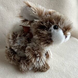 MTY International Brown White Plush Bunny Rabbit Brown Bow Stuffed Animal Toy